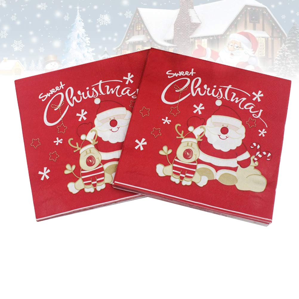Christmas Disposable Napkins - 40 Pcs Lovely Elk Pattern Holiday Dinner Tissue for Xmas Party, Thanksgiving, New Year & Winter Celebrations - Perfect for Festive Table Decorations, Family Gatherings & Office Parties