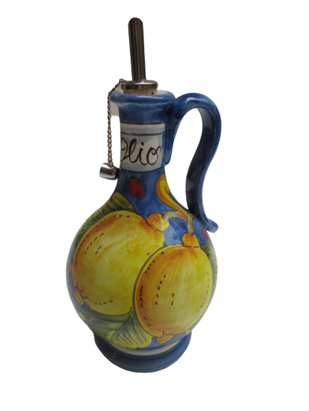 Ceramic Oil and Vinegar Cruet Set for Kitchen - Elegant Glass Bottles with Pour Spouts for Salad Dressing, Cooking & Table Decor