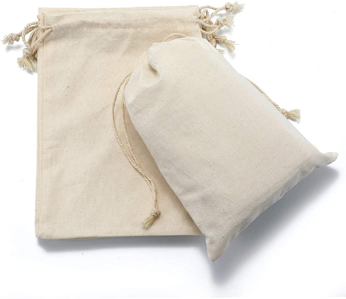 Premium 50-Pack Cotton Muslin Drawstring Bags for Wedding Favors, Party Gifts & DIY Crafts - 3.5x4.75 Inch Natural Fabric Pouches - Perfect for Baby Showers, Bridal Events, Jewelry Packaging & Handmade Soap Wrapping