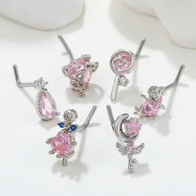 20G Surgical Steel Cute Lollipop L Bend Nostril Ring - Hypoallergenic Nose Piercing Jewelry for Women | Perfect for Everyday Wear, Parties & Special Occasions | BD045