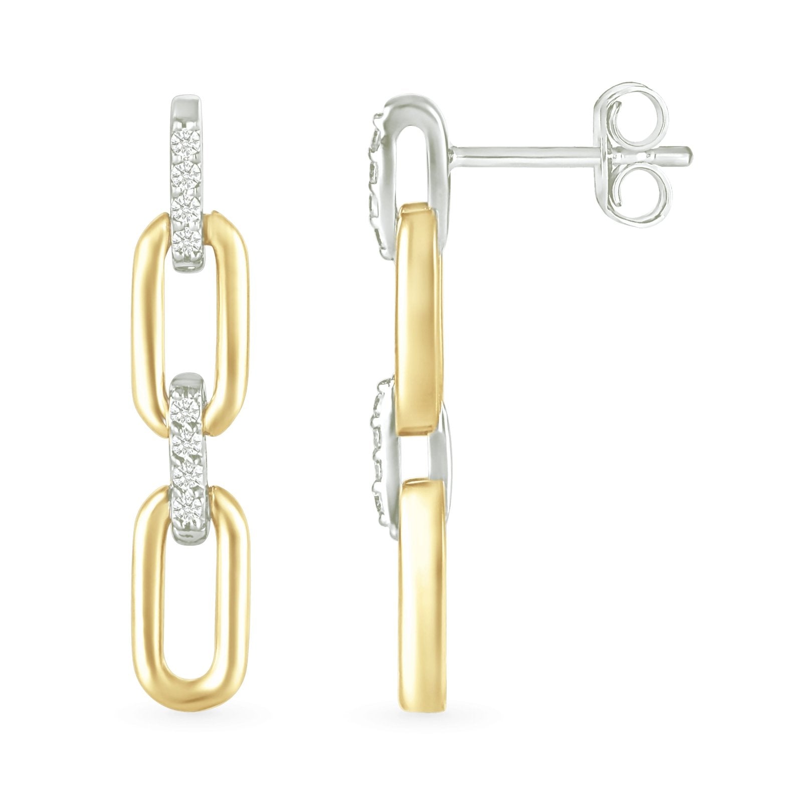 10k Yellow Gold Double Dangle Paperclip Stud Earrings - Minimalist Elegance for Everyday Wear & Special Occasions