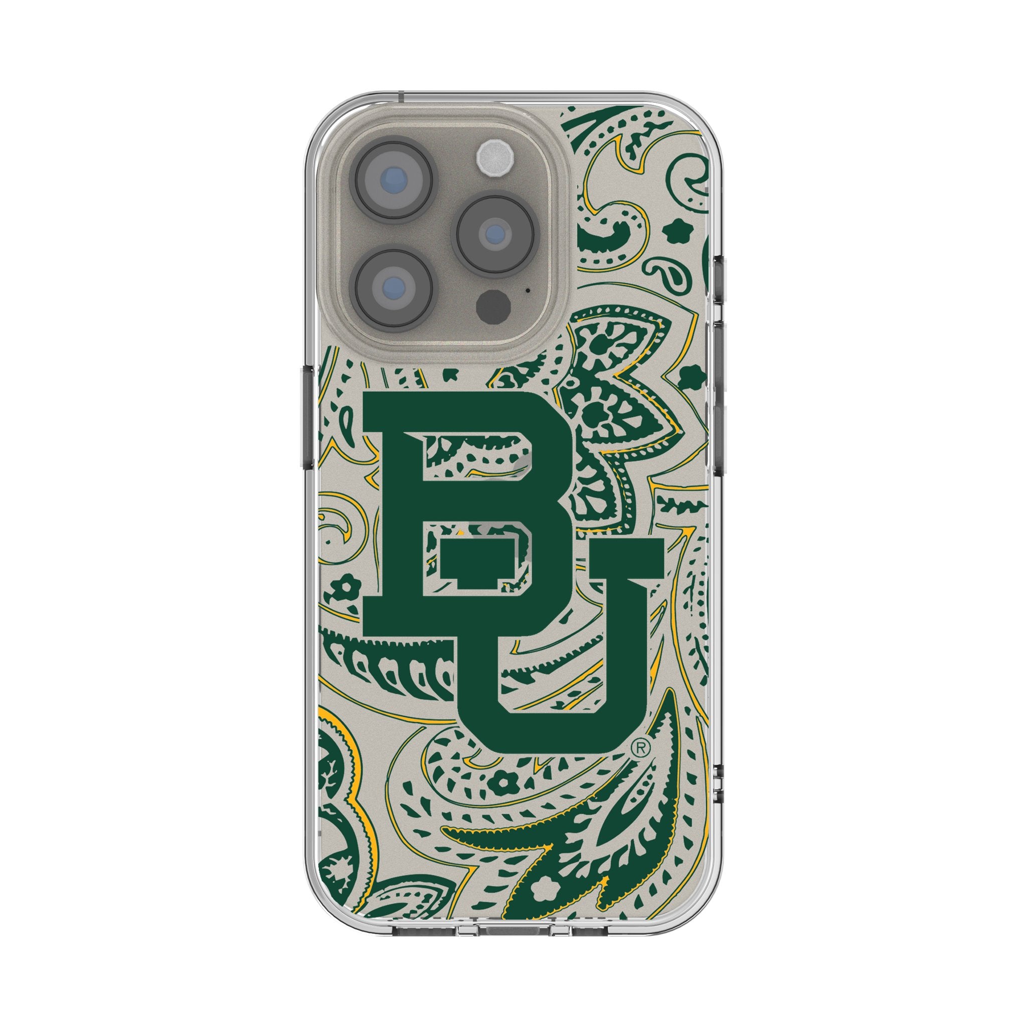 Baylor University Bears Paisley Clear Phone Case for Apple iPhone 14/13/12/11 Pro Max - Stylish Protective Cover for Fans - Perfect for Game Day & School Spirit