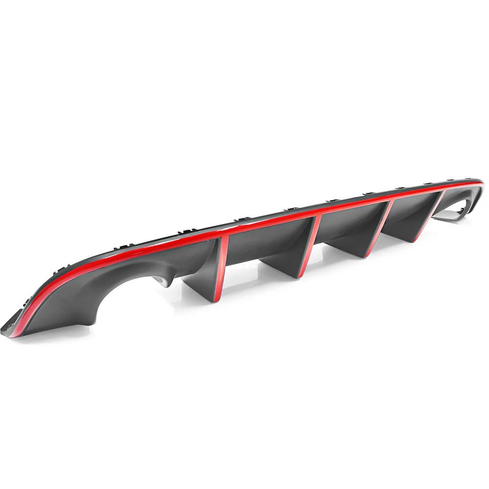 IKON MOTORSPORTS Front Bumper Lip Spoiler & Rear Diffuser Kit for 2015-2023 Dodge Charger SRT | Factory Style Design with Red Reflective Tape | Aggressive Styling Upgrade for Street & Track Performance