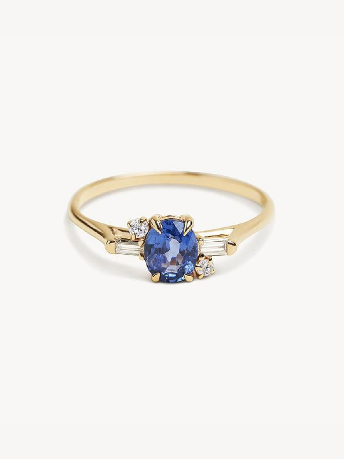 Exquisite Oval Geo Blue Sapphire and Diamond Ring for Women | Elegant Engagement & Wedding Jewelry Gift | Perfect for Anniversaries, Proposals & Special Occasions