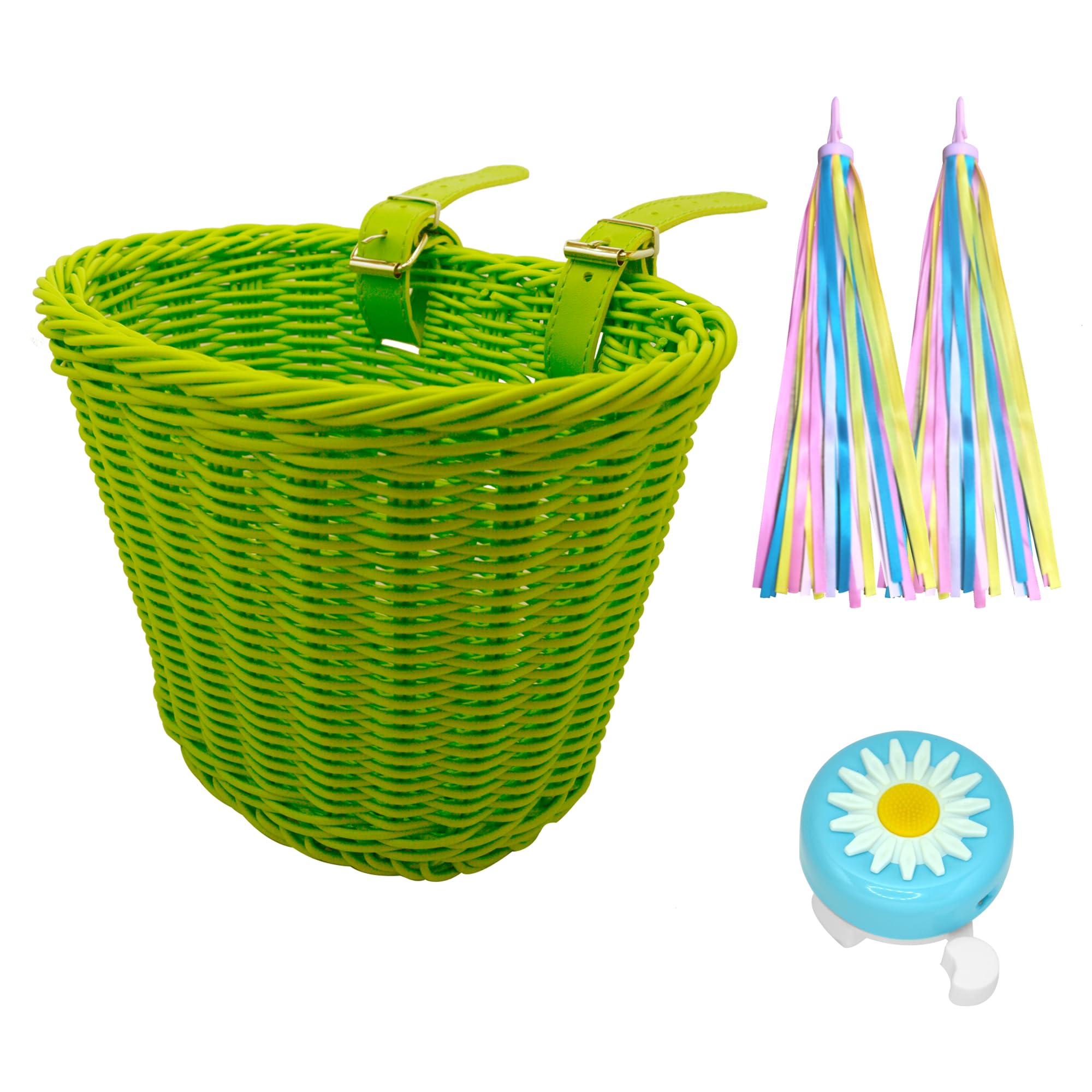 Kids Bike Basket Set - Handwoven Detachable Bike Basket for Girls & Boys - Fits Most Bikes Including Stationary, Ebike & Road Bikes - Perfect for School, Picnics & Outdoor Adventures