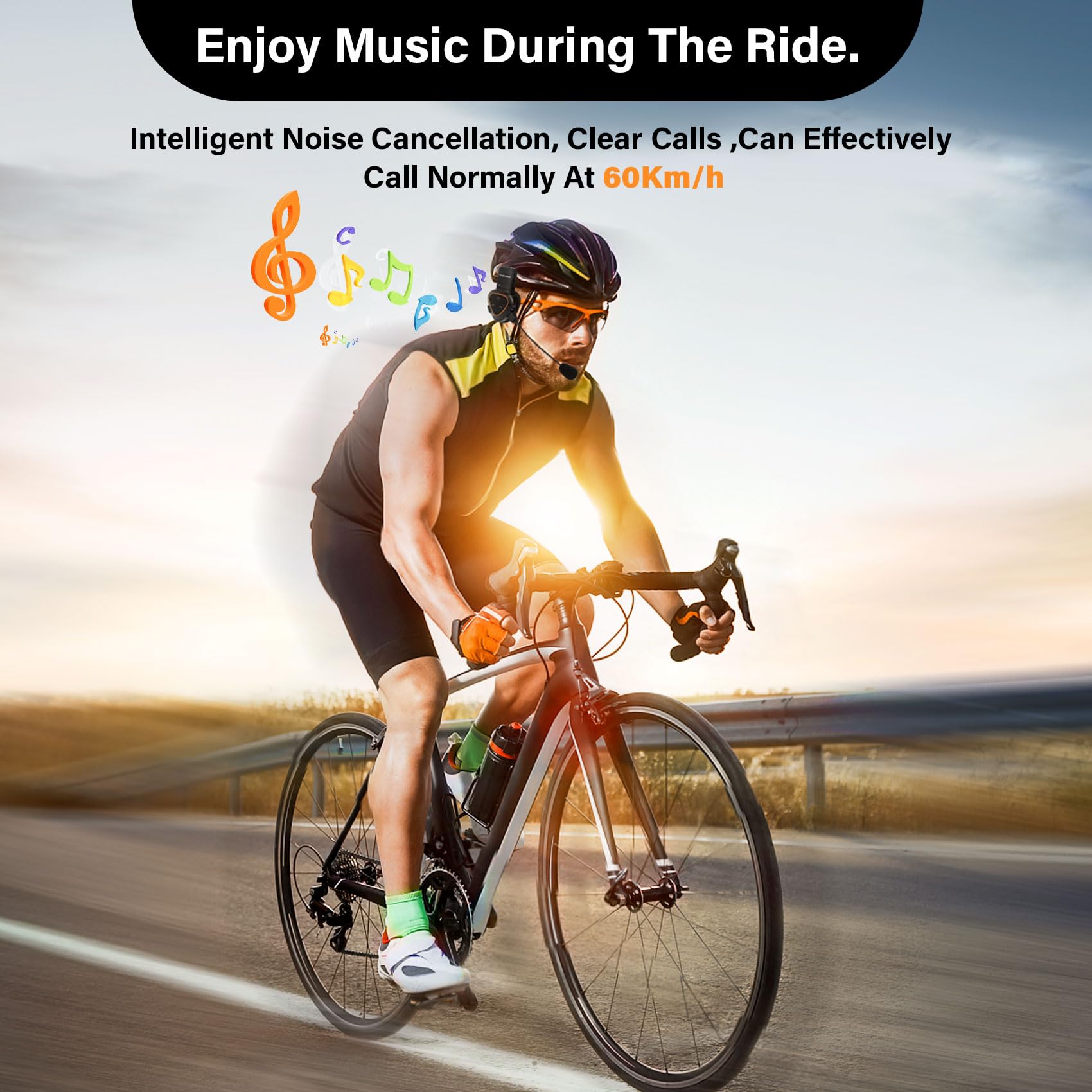 LX1 Bluetooth Bike Helmet with Built-in Headset - 5.3 Stereo, Noise Cancelling Mic, 350mAh Battery (24H Playtime), IP67 Waterproof - Perfect for Cycling, Commuting & Outdoor Sports