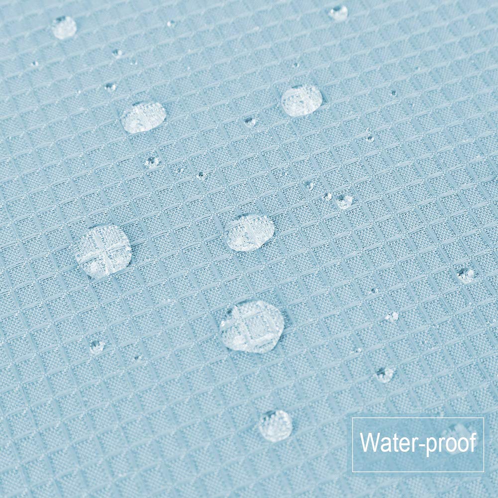 Waterproof Waffle Woven Bathroom Window Valance - Dusty Blue Textured Window Covering (60x15 Inches) | Moisture-Resistant Shower Curtain Topper for Bath, Kitchen & Laundry Room