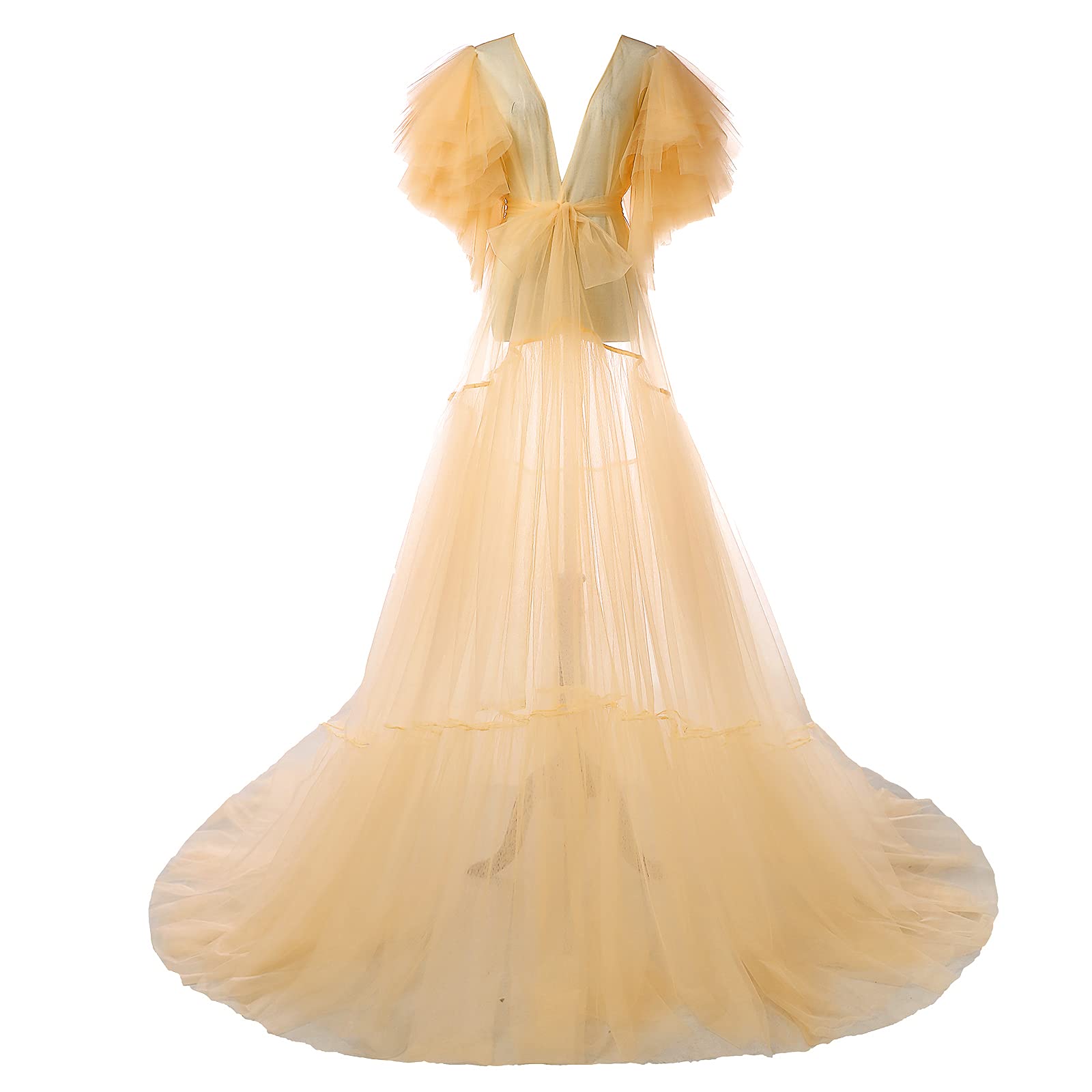 Elegant Maternity Tulle Bridal Robe for Women - Vintage Hollywood Photoshoot Dress Gown for Pregnancy Photos & Baby Shower