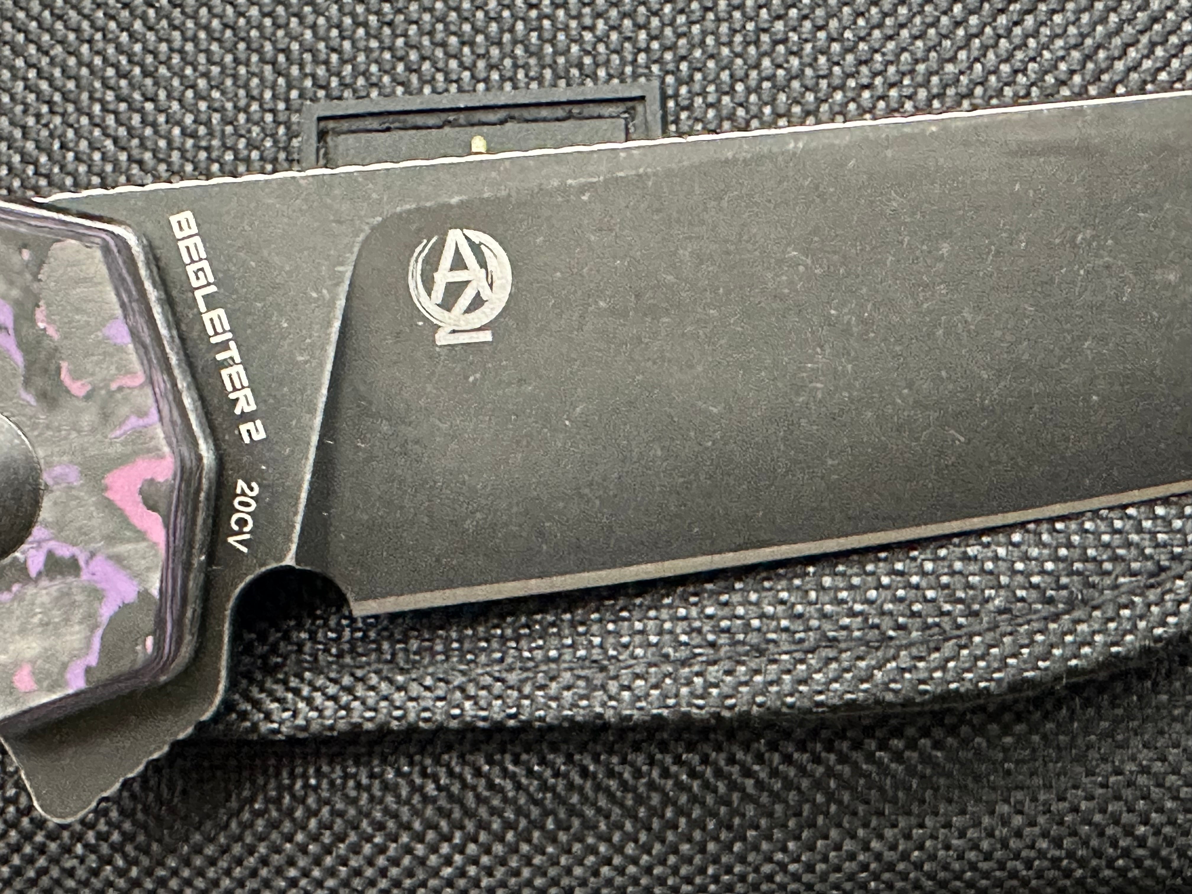 Kizer Begleiter 2 Azo Button Lock Folding Knife - Purple/Black Fat Carbon Handle, EDC Pocket Knife for Outdoor, Camping & Everyday Carry