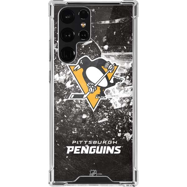 Official NHL Pittsburgh Penguins Frozen Design Clear Phone Case for Samsung Galaxy S22 Ultra - Durable Scratch-Resistant Protection for Hockey Fans (Perfect for Game Days & Everyday Use)