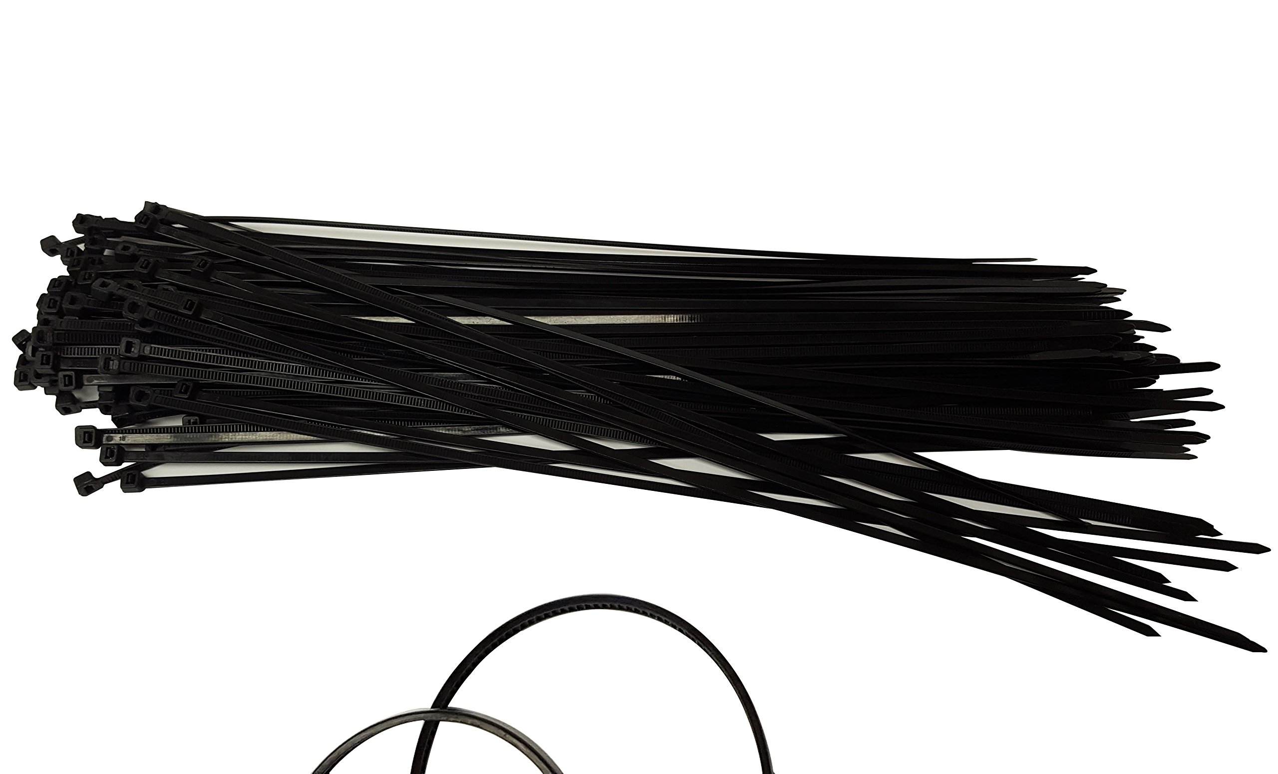 14 Inch Heavy Duty Cable Zip Ties - 100 Pack Black | 75 lbs Tensile Strength, UV Resistant & Weatherproof | Ideal for Home Organization, DIY Projects & Outdoor Use