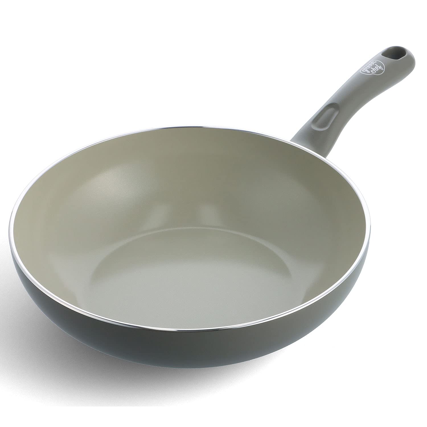 Green Chef 11-Inch Deep Wok Pan - Ceramic Non-Stick, IH Compatible, Easy to Clean & PFOA-Free - Perfect for Stir-Fry, Sauteing & Asian Cooking (28cm, Earth Tone, Quartz Gray)