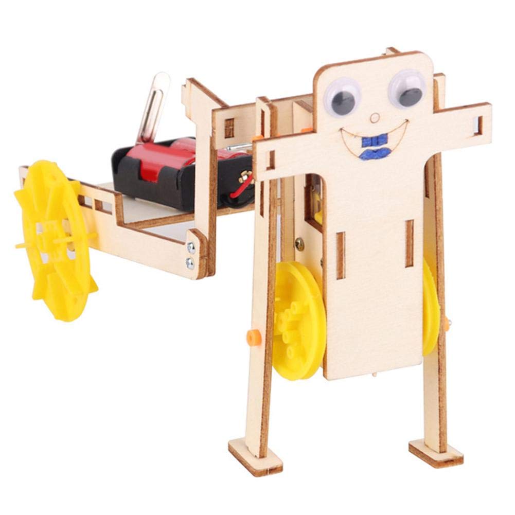 DIY Wooden Robot Kit - Battery Powered Science Toy for Kids, STEM Educational Building Project, Assemble Your Own Trolley Robot - Perfect for School Experiments, Science Fairs & Creative Play