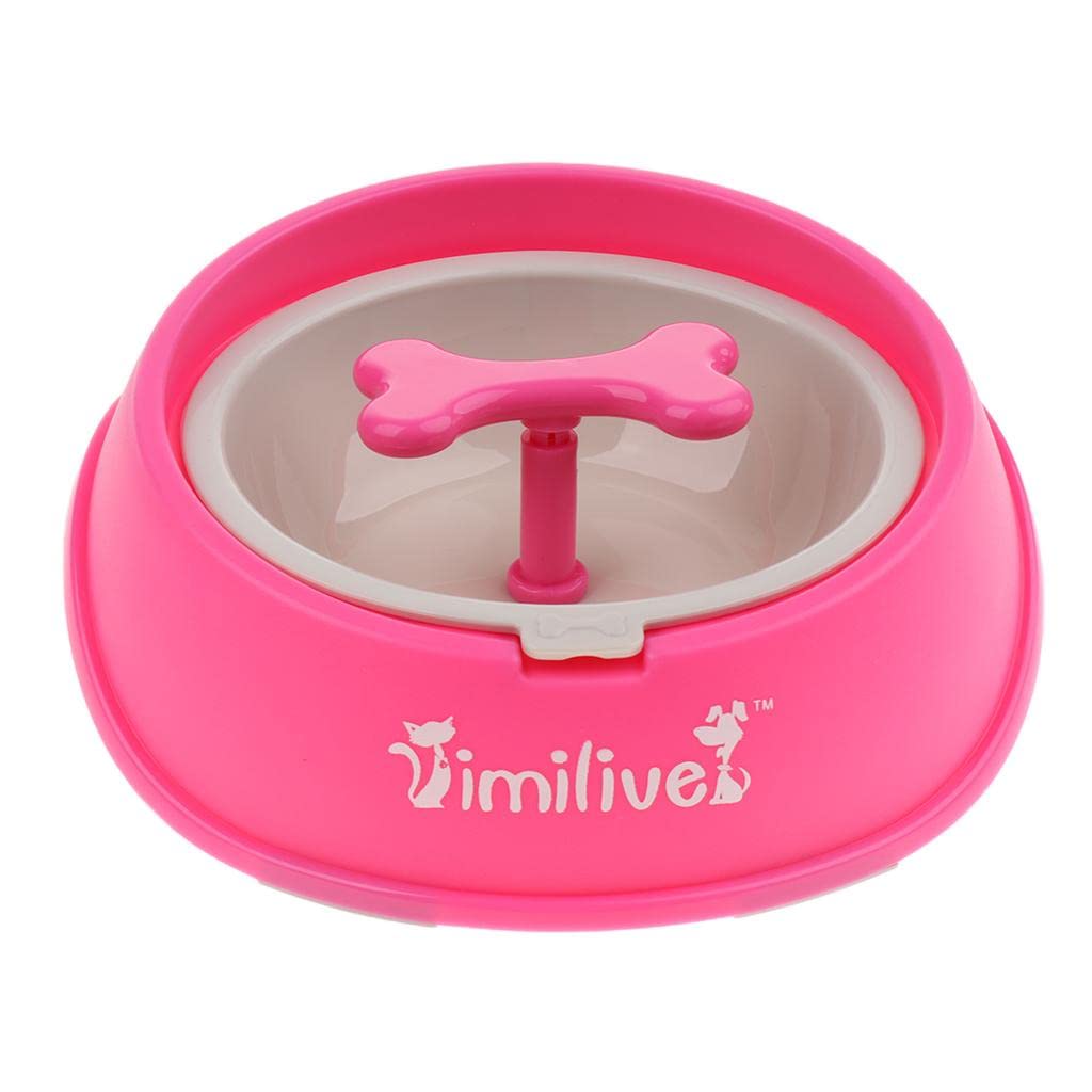 UJEAVETTE Rotating Slow Feeder Dog Bowl - Anti-Choking Pet Food Dish for Puppies & Cats - Rose Red - Perfect for Fast Eaters & Mealtime Enrichment
