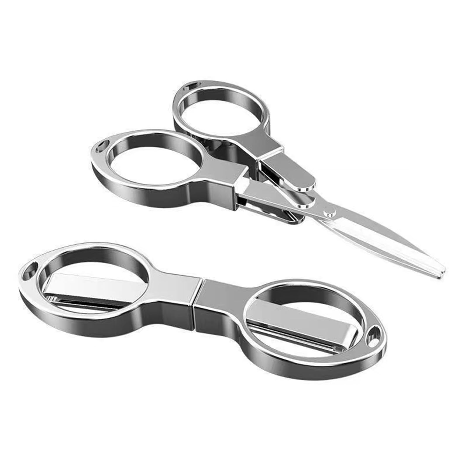 Portable Folding Scissors - 2 Pack Stainless Steel Retractable Mini Scissors for Travel, Home & Office | Compact Safety Design for DIY, Crafts, First Aid & Everyday Use