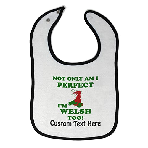 Custom Personalized Baby Bibs & Burp Cloths - 100% Cotton Welsh-Themed Infant Feeding Accessories for Boys & Girls (White/Black with Custom Text) - Perfect for Mealtime, Drool Protection & Nursery Essentials