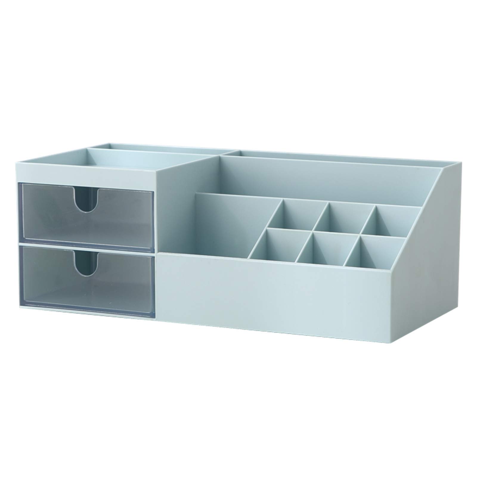 Vanity Makeup Organizer with Drawers - Cosmetic Storage Box & Desk Organizer for Office Supplies, Bathroom Counter or Dresser - Perfect for Makeup Brushes, Jewelry & Small Accessories (Blue)