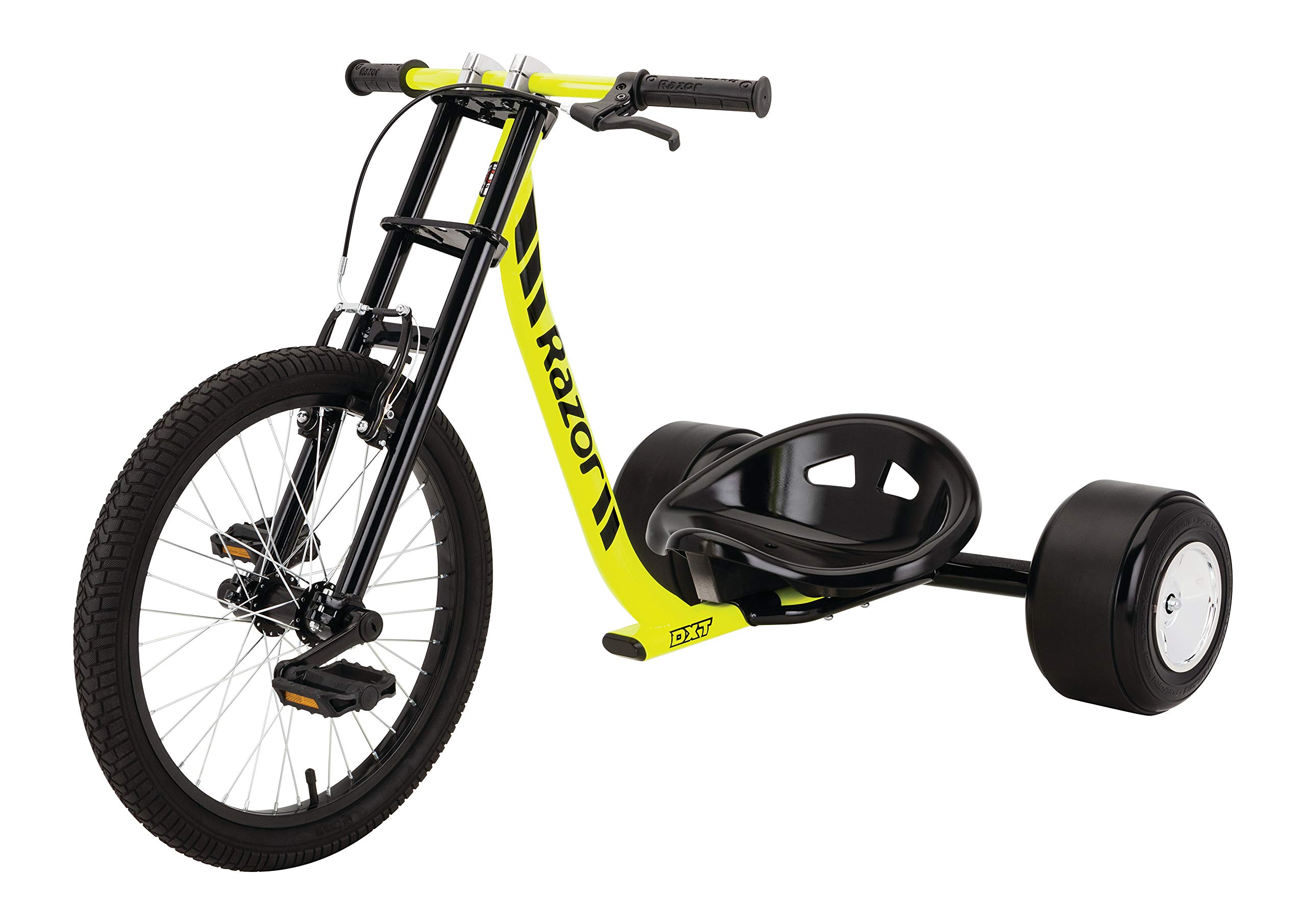 Razor DXT Drift Trike in Yellow - One Size Adult Drifting Tricycle for Outdoor Fun & Backyard Racing