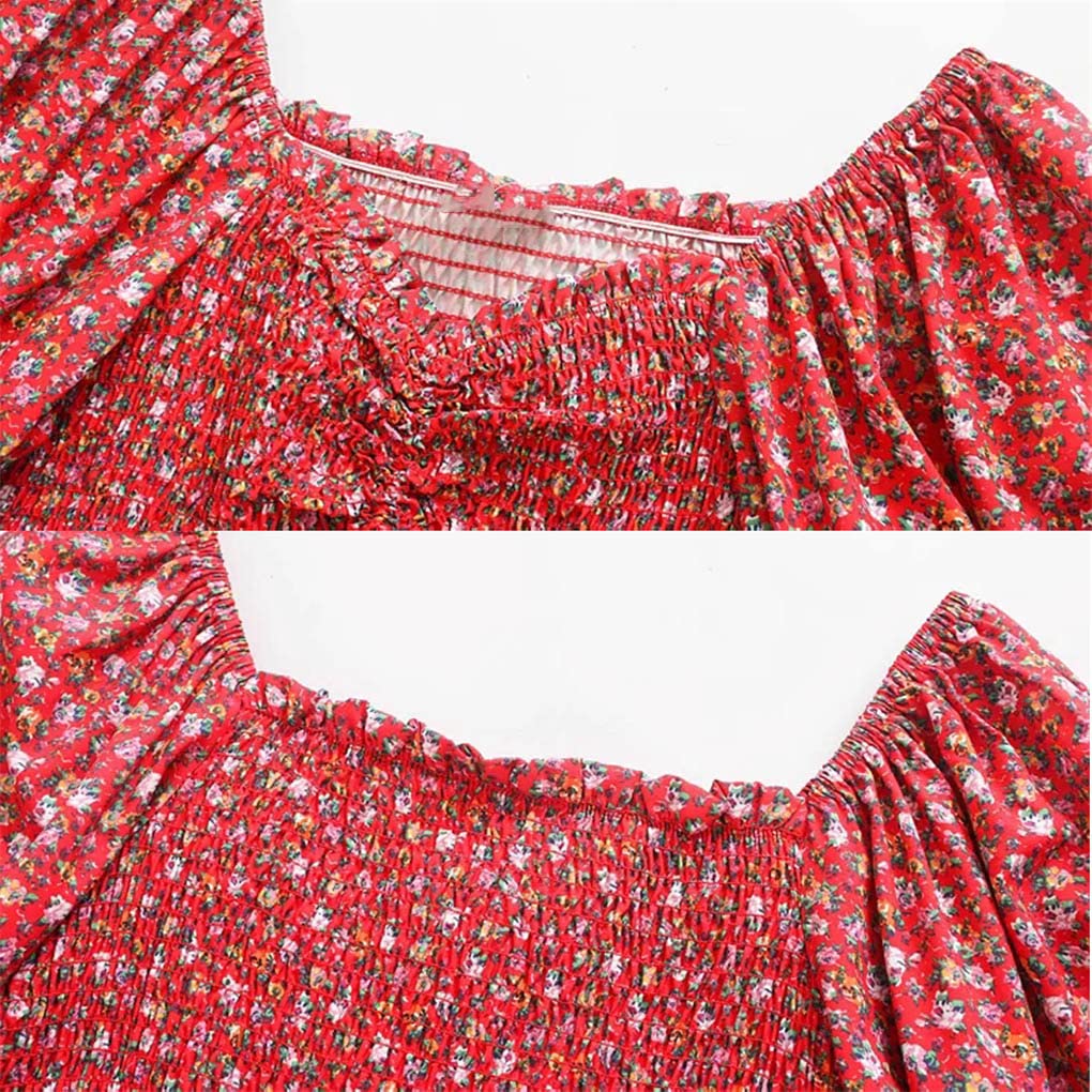Women's Summer Floral Printed Short-Sleeve Boho Dress - Casual Beachwear, Vacation Outfit & Outdoor Party Dress