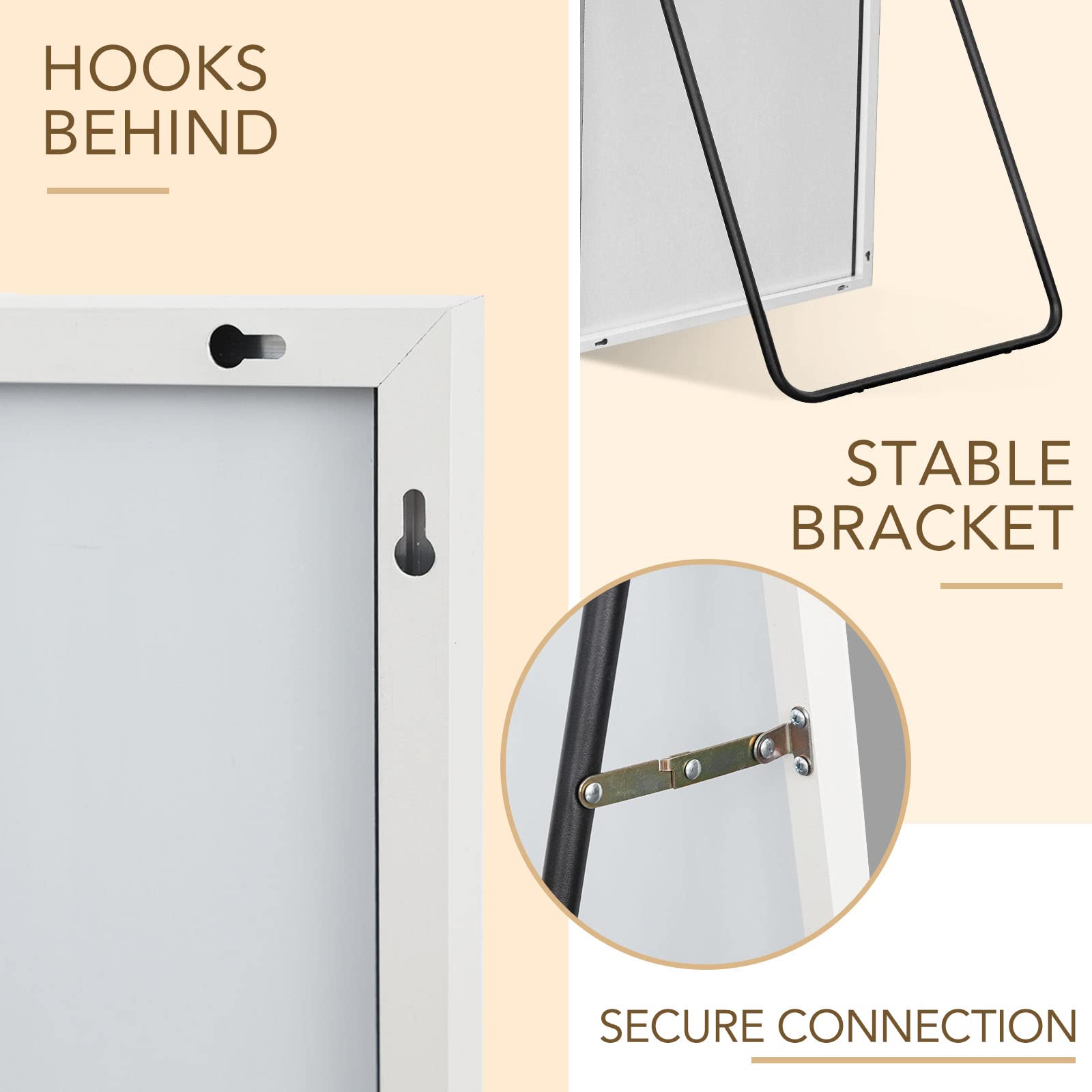 PexFix 64x21 Inch Full Length Floor Mirror with Stand - White Full Size Wall Mirror with Aluminum Alloy Frame - Hanging, Standing or Leaning Mirror for Bedroom, Living Room, Dressing Room & Gym