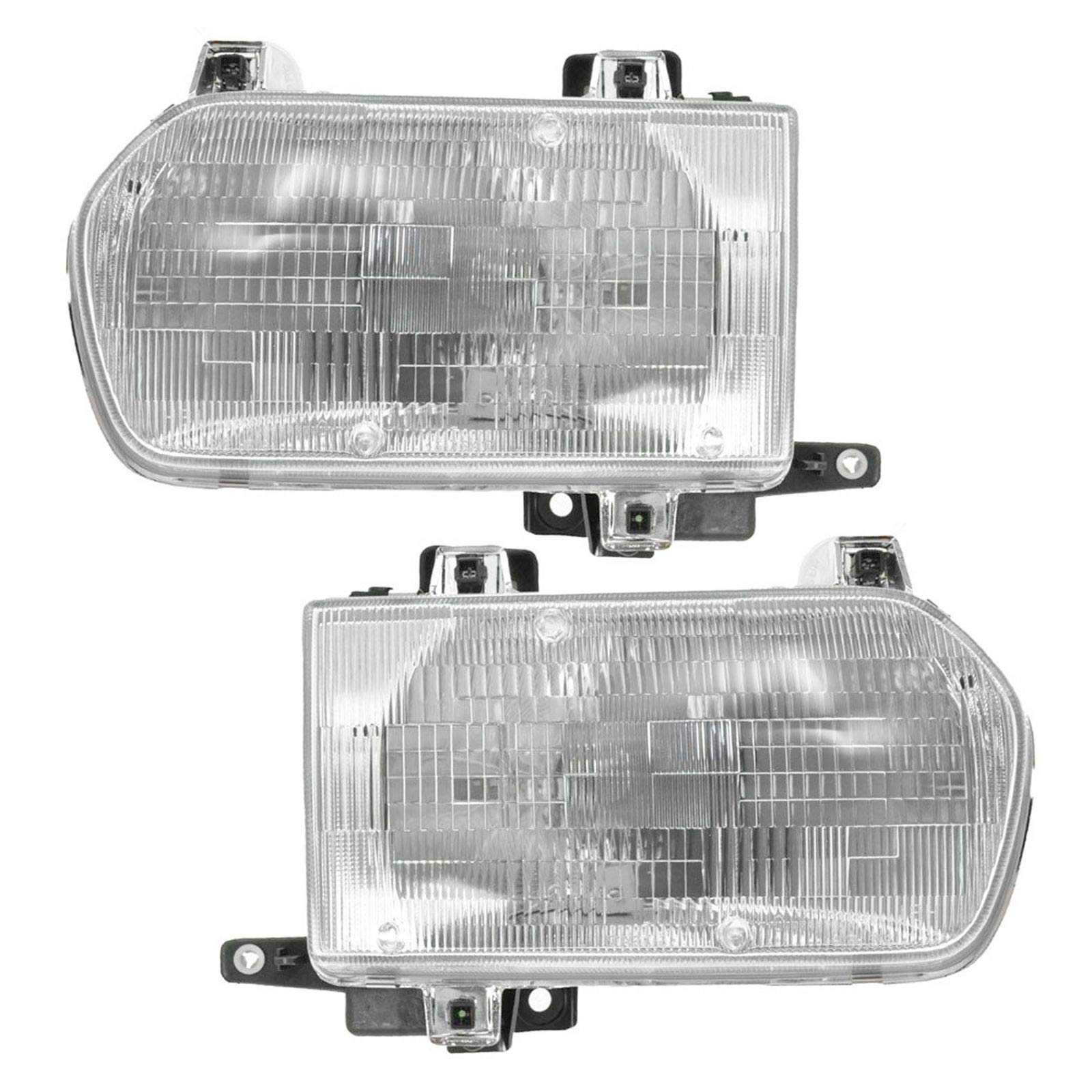 96-99 Nissan Pathfinder Front Headlamps Headlights Pair Set - Left LH & Right RH Replacement for Improved Night Driving & Off-Road Visibility