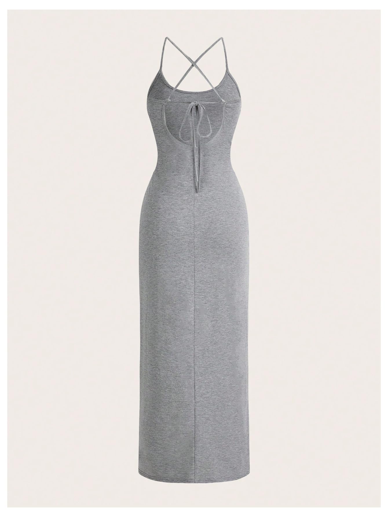 SOLY HUX Women's Criss Cross Tie Backless Bodycon Cami Dress - Sexy Summer Long Sleeveless Mini Dress for Night Out, Party, Club, Date Night & Casual Wear