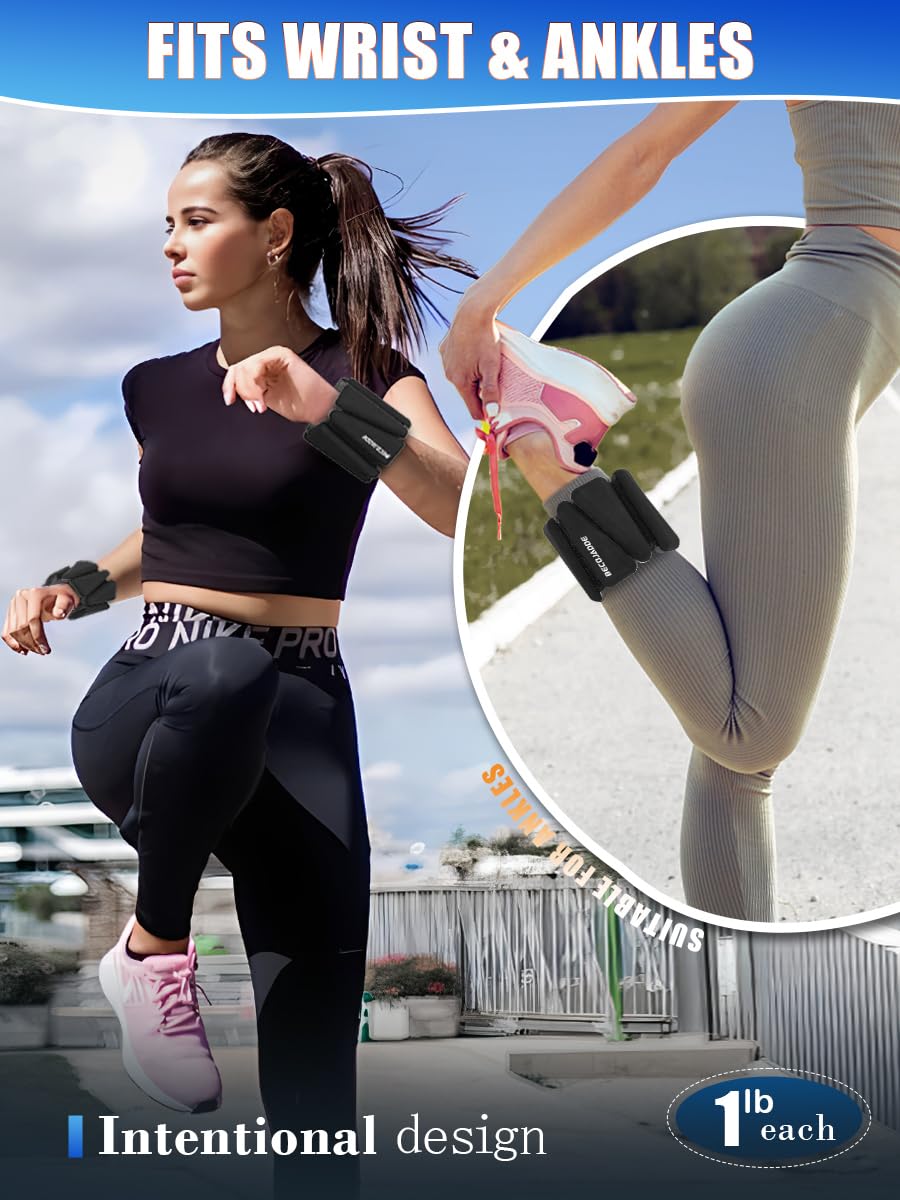 Adjustable Wrist & Ankle Weights Set (1lb & 2lb) - Strength Training Weights for Walking, Running, Yoga, Pilates - Enhance Workout Intensity for Women & Men - Perfect for Home Gym, Outdoor Exercise & Fitness Routines