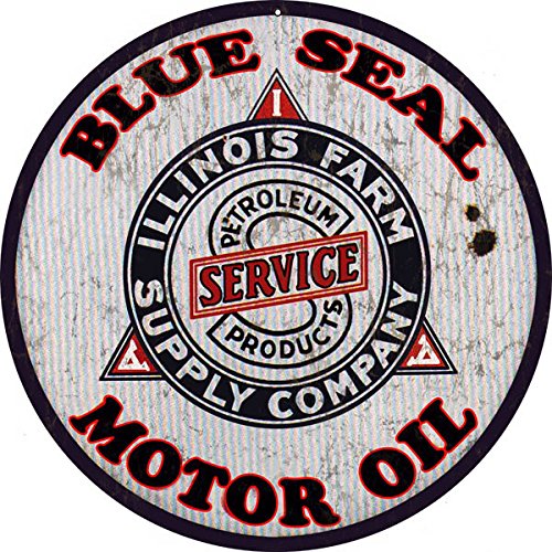 Vintage Blue Seal Motor Oil Reproduction Sign - Classic Gas & Oil Garage Decor for Man Cave, Workshop, or Retro Diner