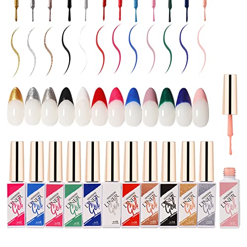 Layhou 12 Colors Gel Nail Polish Set - Professional Nail Art Kit with Liner Gel for DIY Salon Manicures & Home Use | Perfect for Nail Art Designs, French Tips & Creative Nail Painting