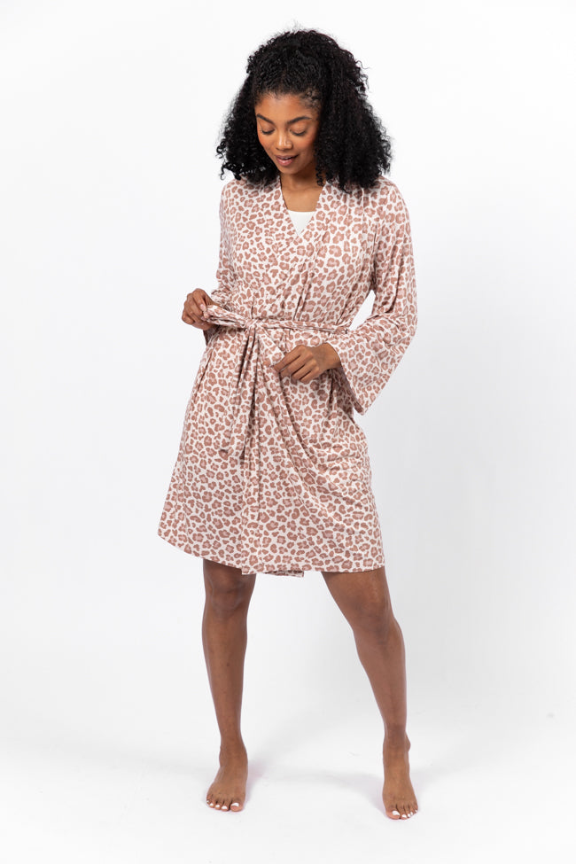 Dreamy Neutral Leopard Print Pajama Robe - Soft & Cozy Sleepwear for Women | Perfect for Lounging, Spa Days & Relaxing at Home