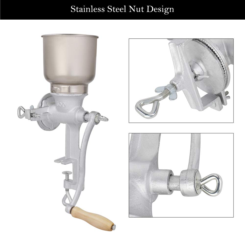Premium Hand Crank Grain Mill for Corn, Wheat & Coffee - Adjustable Coarseness & Ergonomic Design (17.12