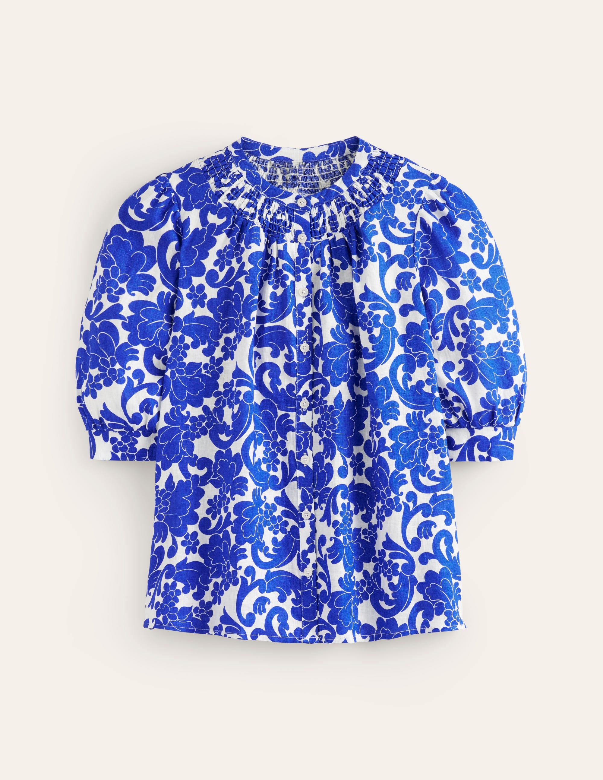 Ada Linen Top for Women - Elegant Surf the Web Design - Luxury Whirl Pattern - Perfect for Beach Vacations & Summer Outings