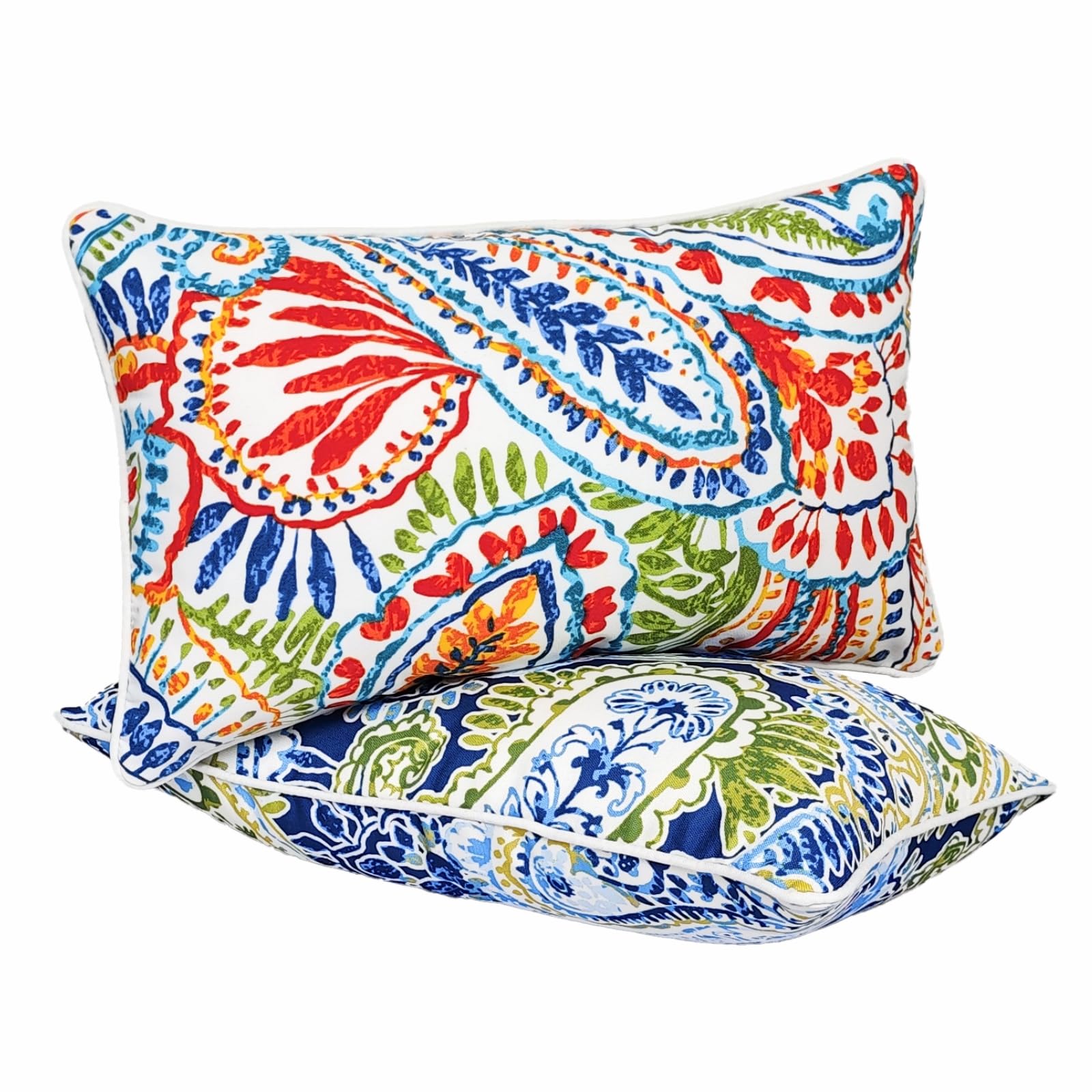 JMGBird 12×20 Inch Outdoor Lumbar Pillows (Pack of 2) - Waterproof Decorative Throw Pillows with Insert - Rectangular Garden Cushions for Patio Furniture, Sofa, Coach - Perfect for Outdoor Living, Poolside Relaxation & Backyard Decor