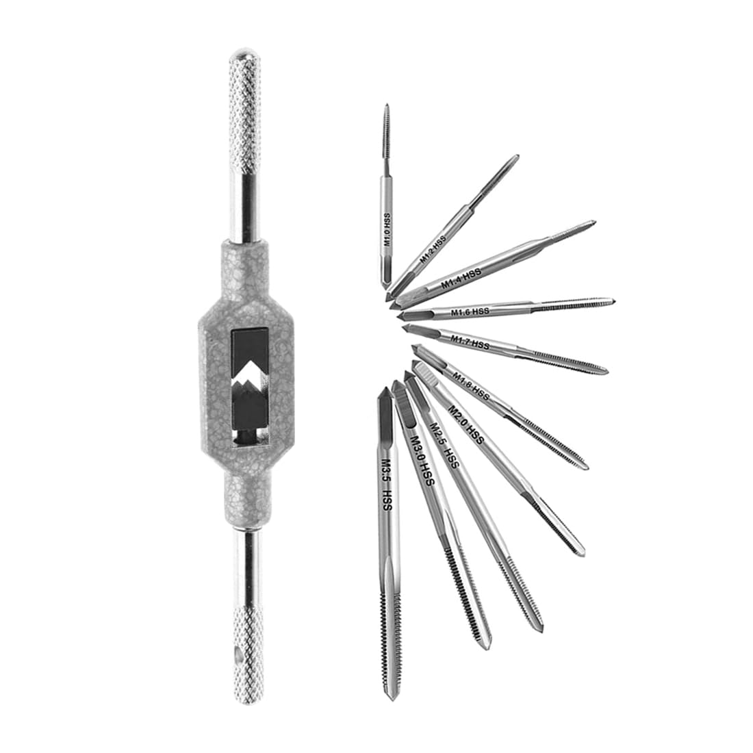 11PCS Mini Screw Tap Set - HSS Metric Thread Machine Taps Kit with Adjustable Wrench | Precision Hand Threading Tools for Watch & Clock Repair, Jewelry Making & DIY Metalworking Projects