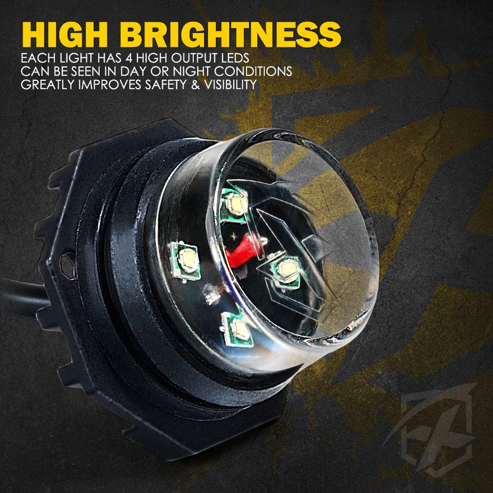 Xprite Amber LED Hideaway Strobe Lights Kit - 20 Flashing Patterns with Control Panel for Headlights, Taillights & Fog Lights | Universal Fit for Emergency Vehicles, Trucks, SUVs, Vans, UTVs & ATVs (8-Piece Set) - Perfect for Roadside Safety, Off-Road Adventures & Emergency Signaling