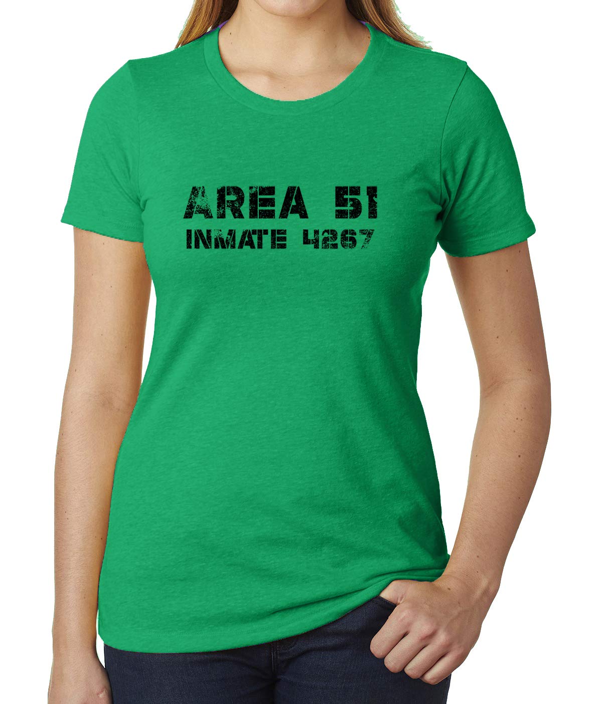 Area 51 Inmate Alien Graphic Tee - Funny Women's T-Shirt for Sci-Fi Fans & UFO Enthusiasts - Perfect for Cosplay, Comic Con & Alien-Themed Parties