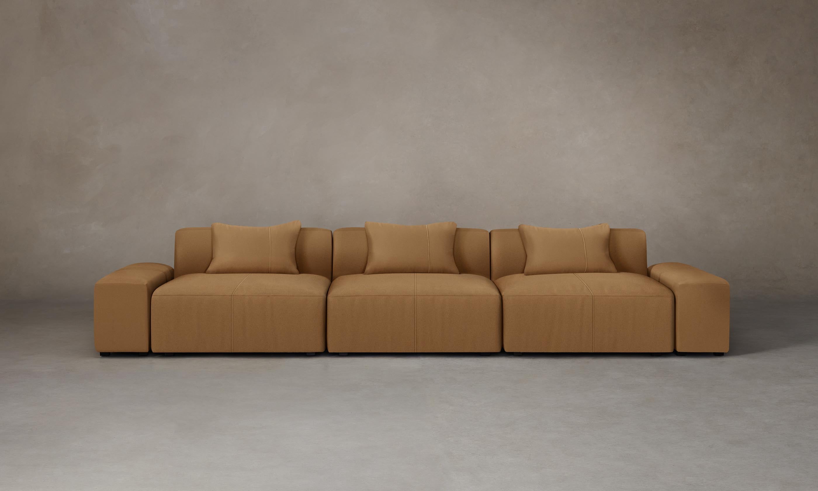 Breuer Modular Sofa - Pebbled Leather in Latte Color | Modern Sectional Couch for Living Room, Office & Lounge Spaces