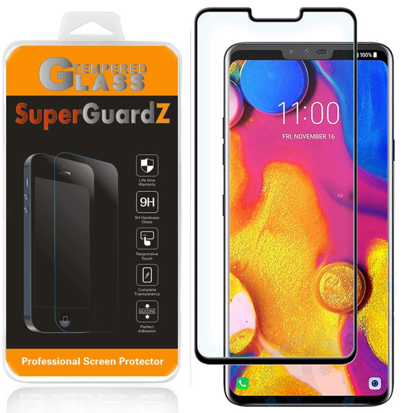 SuperGuardZ Tempered Glass Screen Protector for LG V40 ThinQ - Full Coverage, Edge-to-Edge, Anti-Scratch Protection with Lifetime Replacement & Free LED Stylus Pen - Perfect for Work, Gaming and Daily Smartphone Use