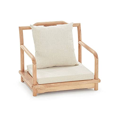 Japanese Floor Chair - Wood Tatami Zaisu Legless Chair with Back Support for Indoor & Outdoor Use - Perfect for Reading, Meditation, Living Room, Balcony, and Yoga Sessions