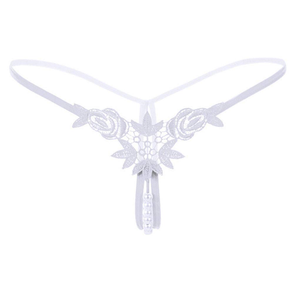 Sexy Pearl G-String Panties for Women - Low Waist V-String Lingerie with Pendant & Robe - Perfect for Valentine's Day, Bridal Shower & Romantic Nights