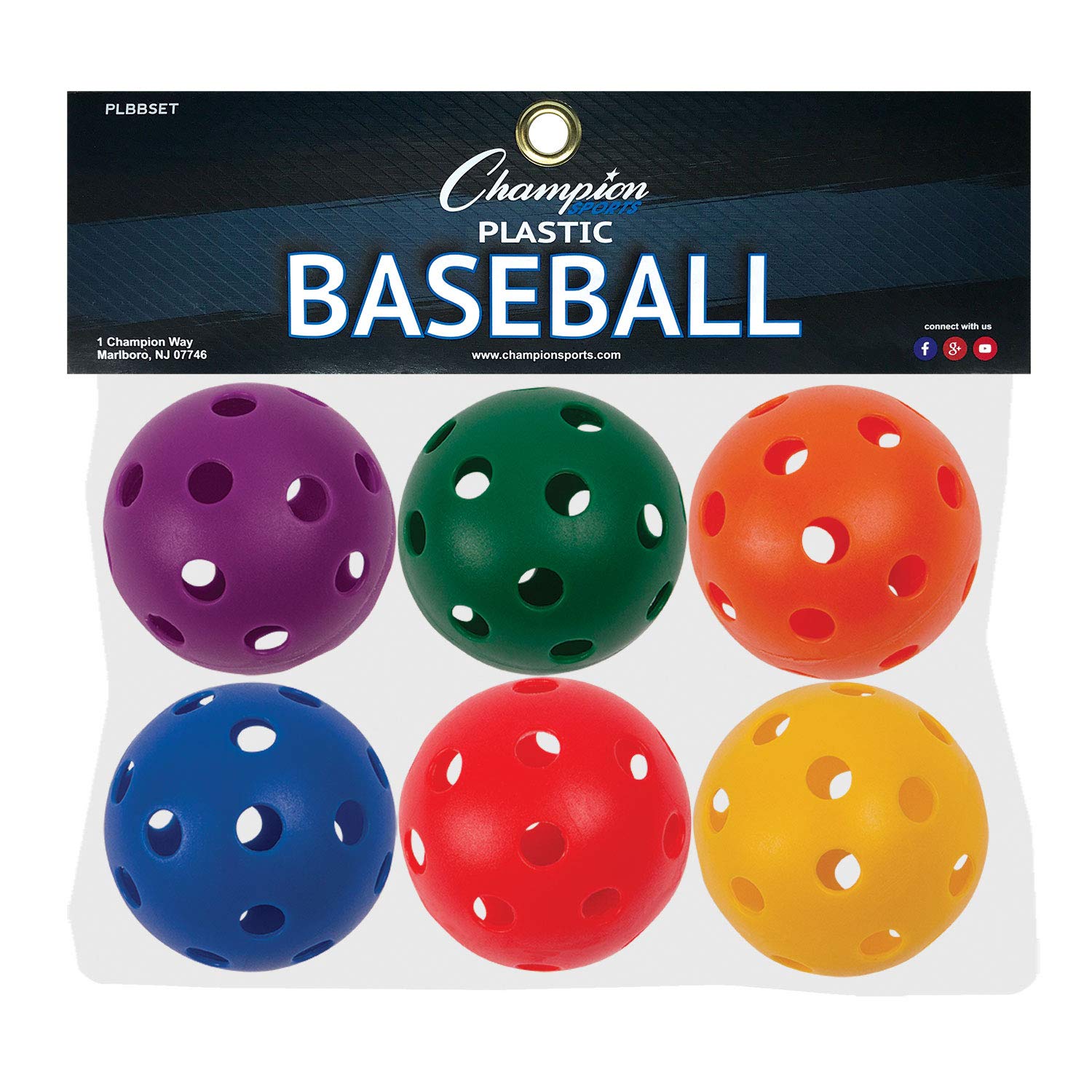 Champion Sports Hollow Plastic Baseballs - Lightweight Training & Practice Balls for Baseball, Softball & T-Ball | Perfect for Backyard Drills, Batting Practice & Youth Sports Training