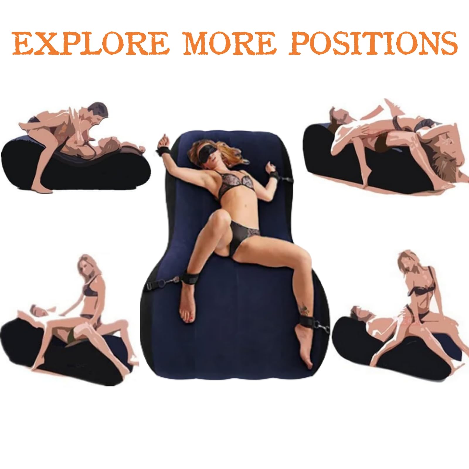 Inflatable Sex Sofa Chair - Portable PVC Rubber Nylon Adult Furniture for Deeper Positions, Travel & Exercise - Waterproof Flocking Bed for Couples, Home Use & Hotels