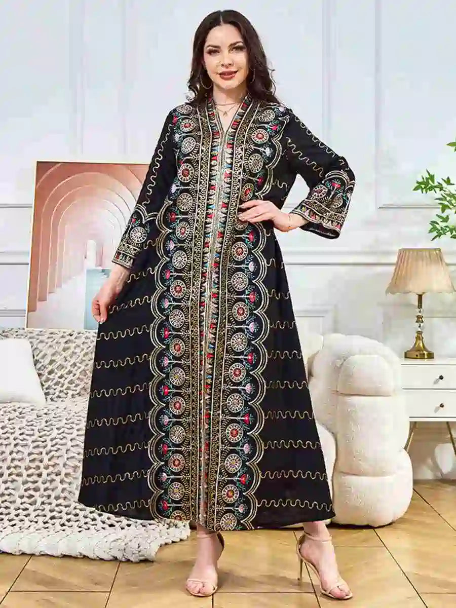 Elegant Eid Sequins Caftan Dress for Women - Glamorous Evening Party Gown with Sparkling Embellishments | Perfect for Holiday Celebrations, Weddings & Special Occasions