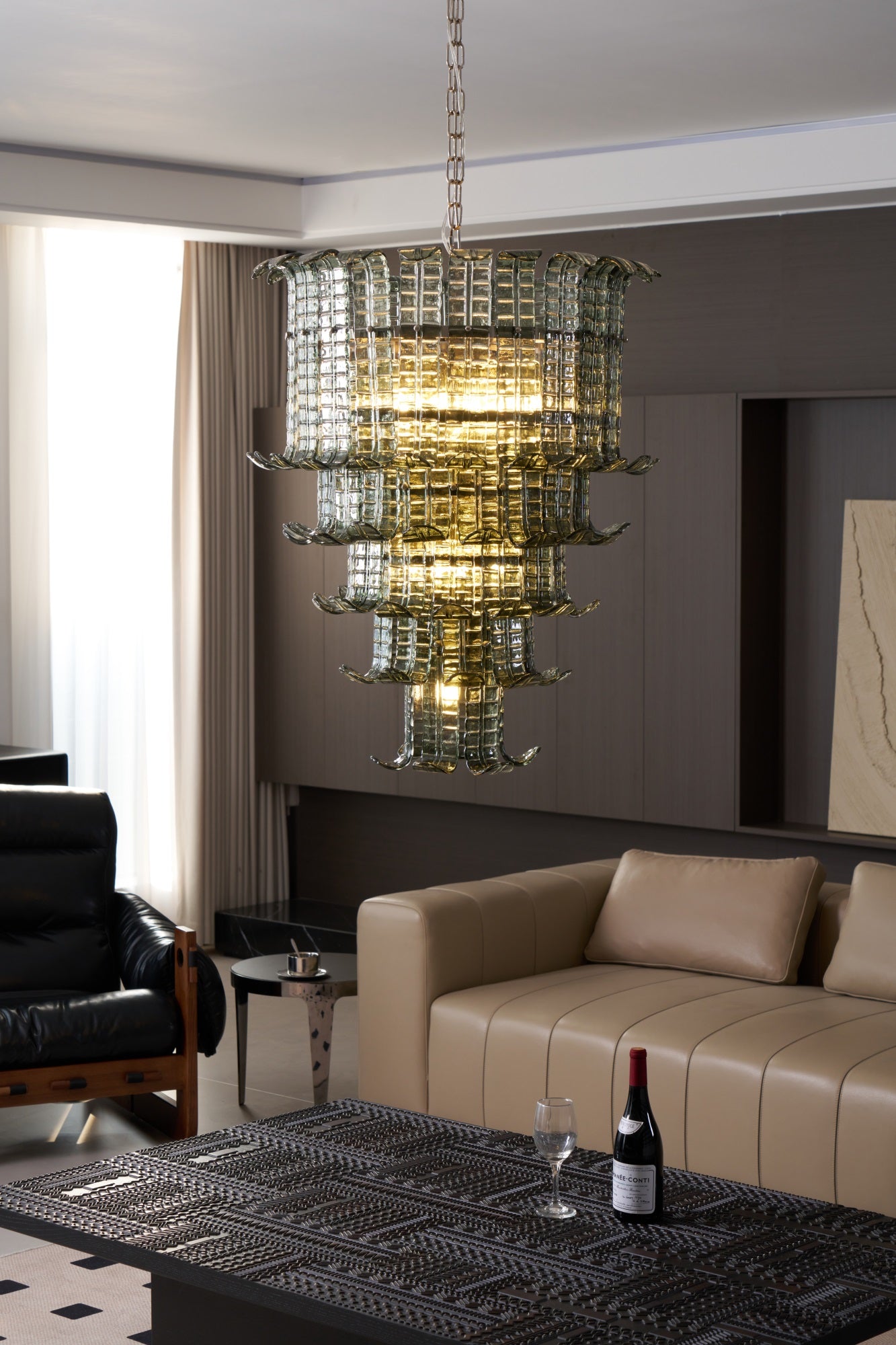 Elegant Cascade Murano Glass Chandelier - Handcrafted Italian Lighting Fixture for Dining Room, Living Room & Bedroom Decor