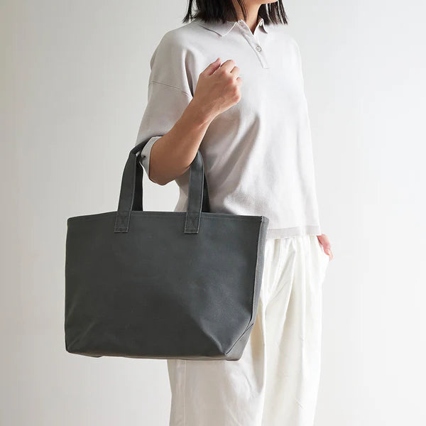 Premium Japanese Kurashiki Hampu Canvas Tote Bag - Khaki Gray - Durable & Stylish Eco-Friendly Shopper for Work, Travel & Daily Use