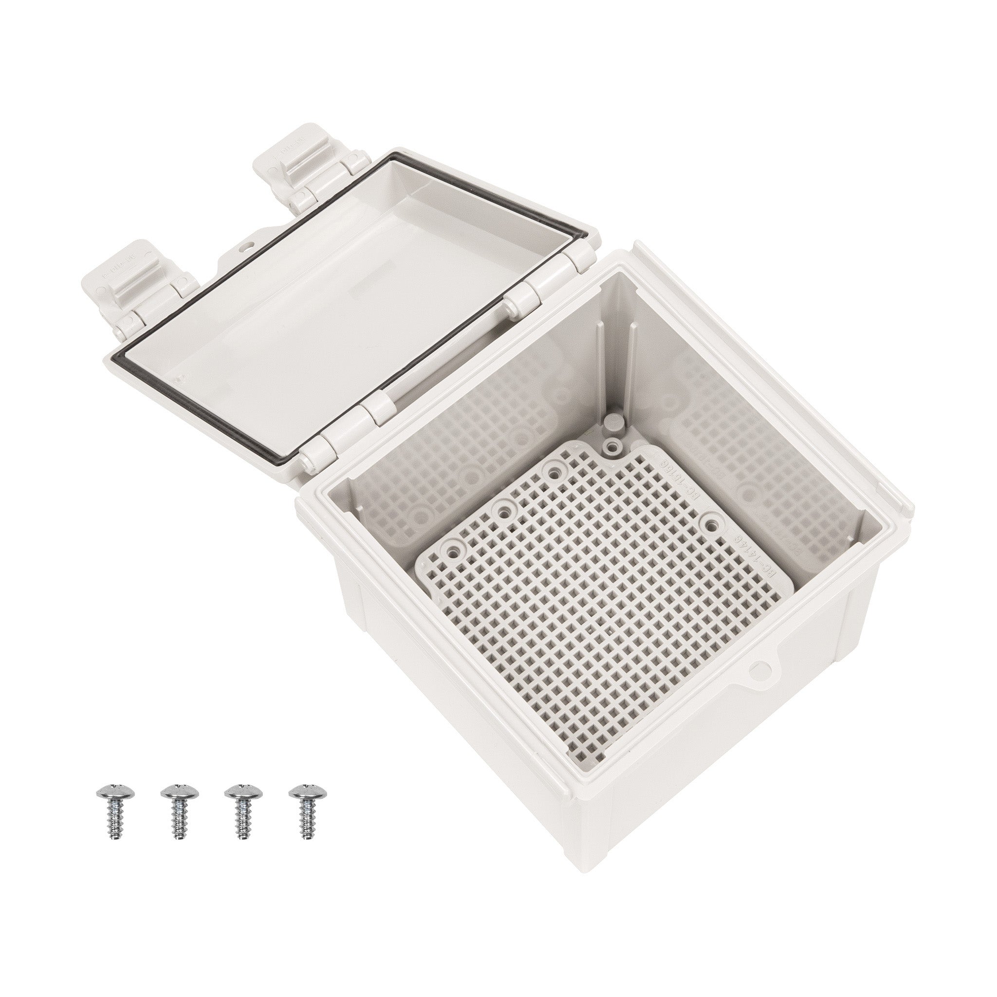 Boxco Q Series 5.91 x 5.91 x 4.72 Inches (150 x 150 x 120mm) Waterproof Plastic Enclosure - IP67 & IK08 Rated, ABS Material, Grey Hinge Cover with Mounting Plate - Ideal for Outdoor Electronics, Industrial Equipment & DIY Projects