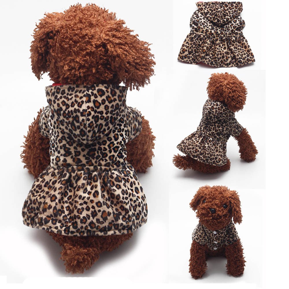 Premium Cotton Pet Hoodie - Adjustable Leopard Print Dog Sweater for Small Puppies | Cozy & Stylish Outfit for Winter Walks & Indoor Playtime
