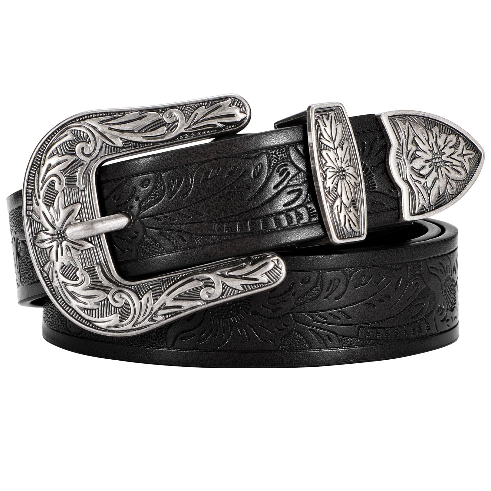 Vintage Floral Carved Western Belt for Women - Stylish Cowgirl Belt for Jeans & Pants | Perfect for Country Rodeo, Western Fashion & Everyday Wear