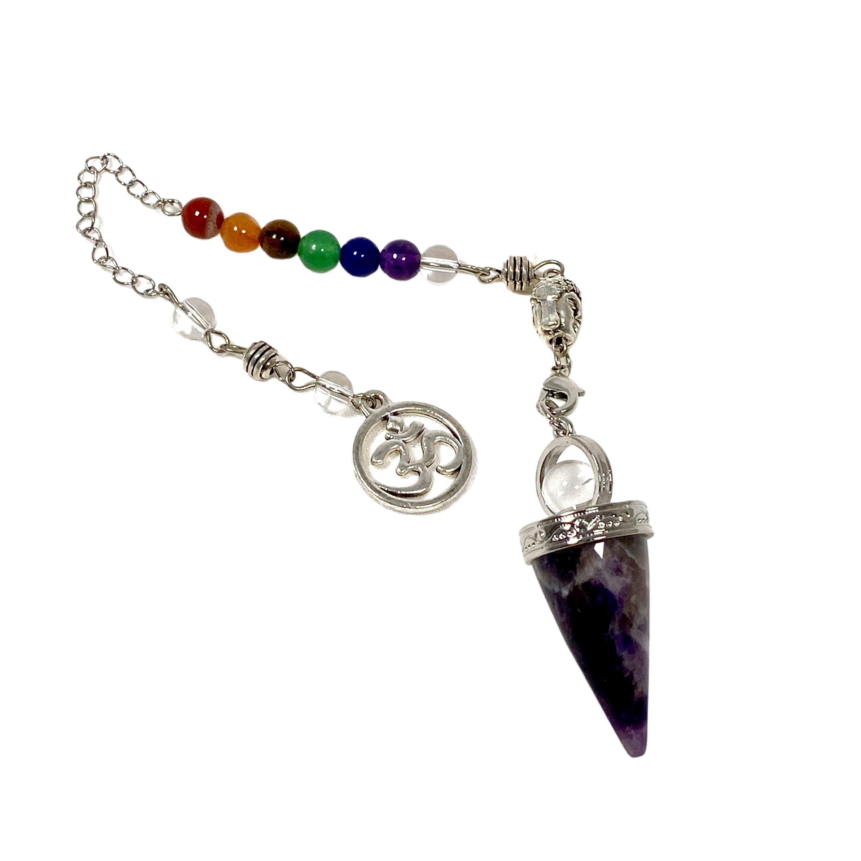 Natural Gemstone Pendulum with Chakra Beads - PD7 for Divination, Dowsing & Energy Healing | Perfect for Spiritual Practices, Meditation & Chakra Balancing