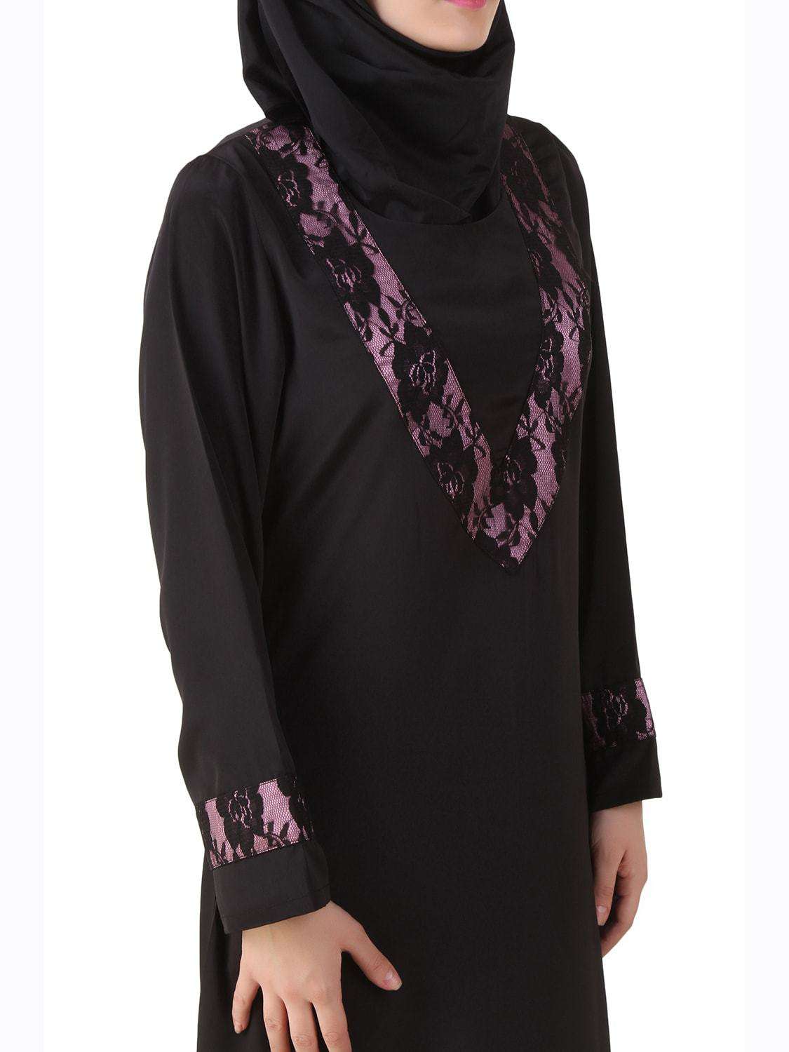 Amala Black Nida Abaya - Elegant Muslim Prayer Dress for Women | Perfect for Islamic Prayer, Mosque, and Special Occasions